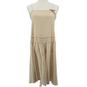 Twinset NWT Silk Crepe De Chine Lace Dress Ivory Romantic Elegant SIZE US8 IT 44